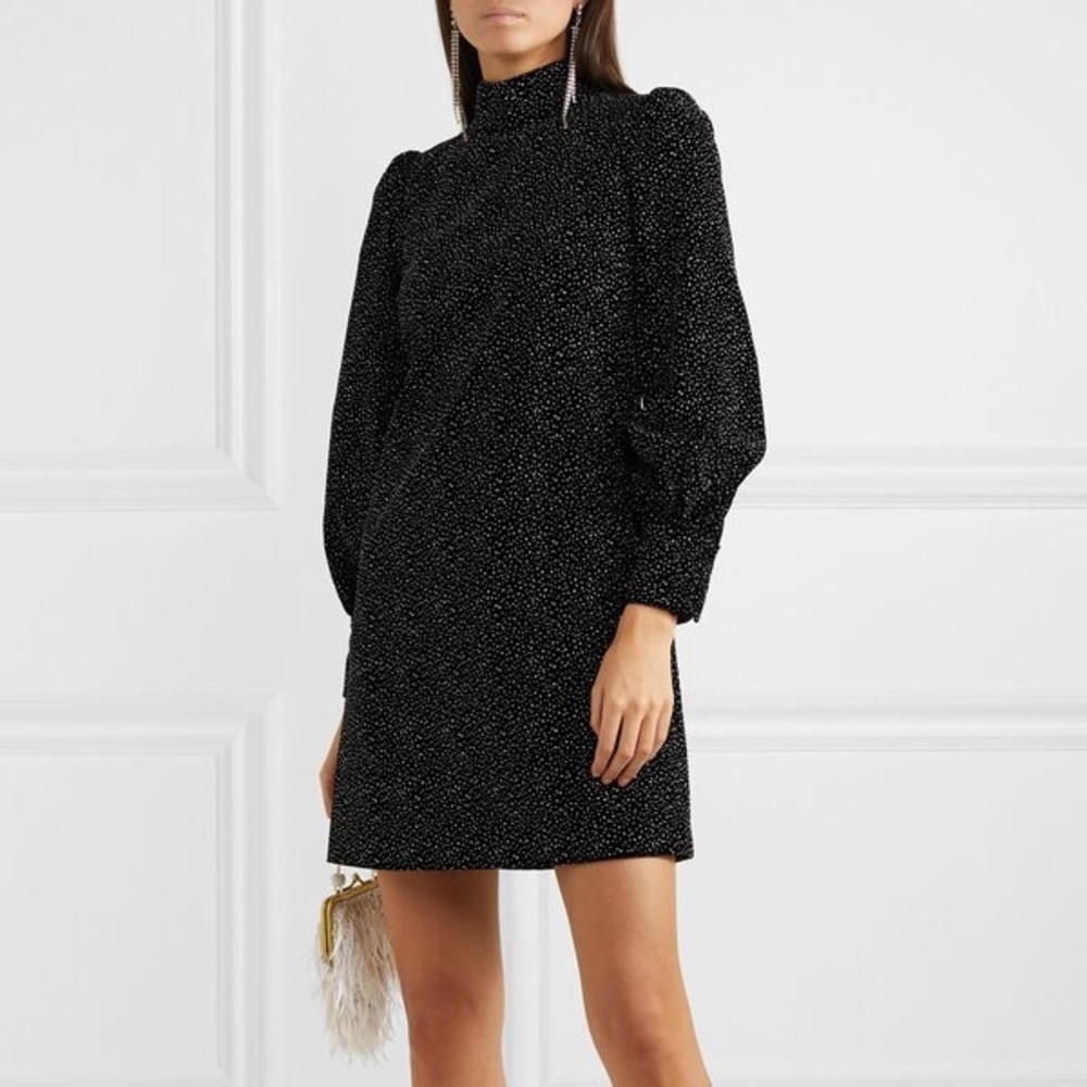 Valley Of The Dolls Glittered Cotton-Velvet Mini Dress